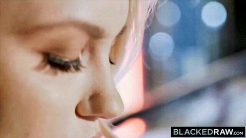 Blonde Lily Starfire seductive close-up in Blacked Raw threesome