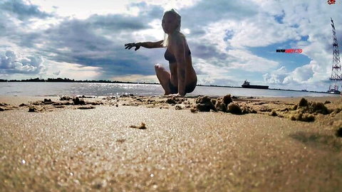 HannaSecret in sensual bikini pose on Elbe beach