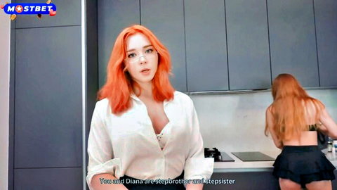 Sweetie Fox as stepmom teases stepson with redhead stepsister Diana