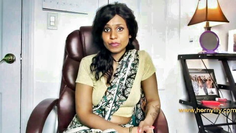 Indian model Lily teasing with cute titties in saree solo