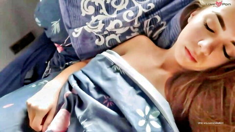 Anabel wakes surprised by stepbrother fucking her nude in bed