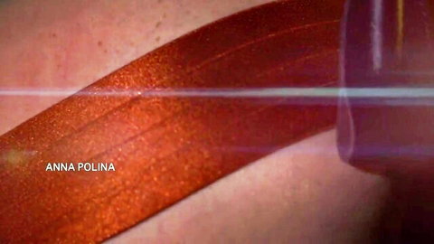 Anna Polina's glossy cum-covered lips in teasing closeup