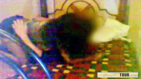 Naughty black babe in interracial doggystyle with white cock