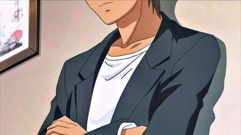 Shocked anime son in suit with hot milf stepmom hentai blowjob scene