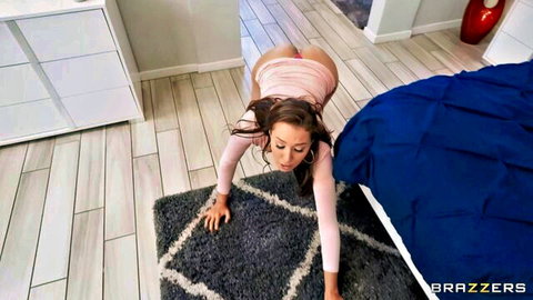 Bella in pink lingerie on all fours, teasing ass in Brazzers scene