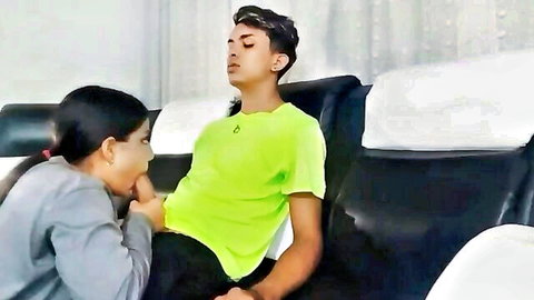 Petite 18yo Latina giving intense blowjob to big cock
