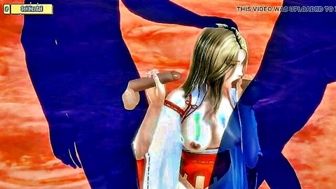 3D hentai blonde girl in kimono gets hardcore monster fuck