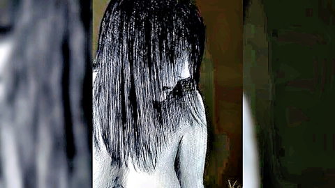 Erotic NSFW sketch of nude woman with long black hair