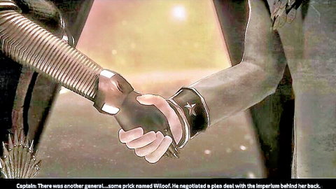 Fortune shaking hands with imperial general in Subverse 3D hentai game
