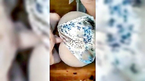 Turkish woman bent over showing big ass in floral panties