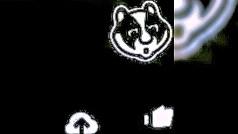 Cute cartoon badger mascot grinning on black background with thumbs up and cloud icons