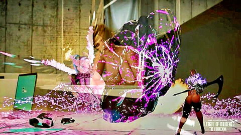 Fantasy maidens in revealing outfits with wings, magic, and scythe in League of Maidens game slideshow