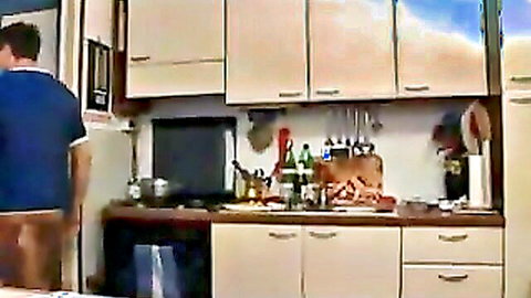 Mature Italian hairy man in kitchen, adult video thumbnail