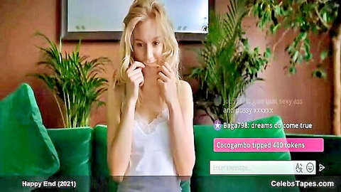 Lena Tronina blonde teen in lingerie stripping on webcam