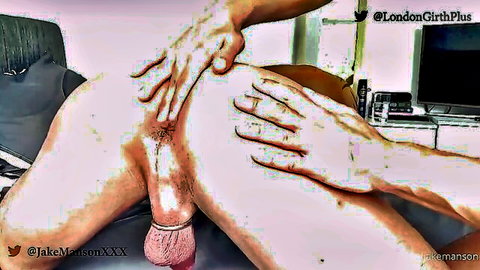 Two muscular gay men in intense bareback anal sex at home
