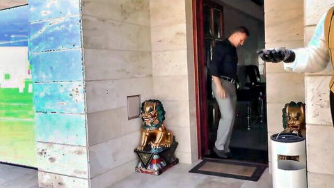 Man in suit enters office door for horny shrink encounter, part one