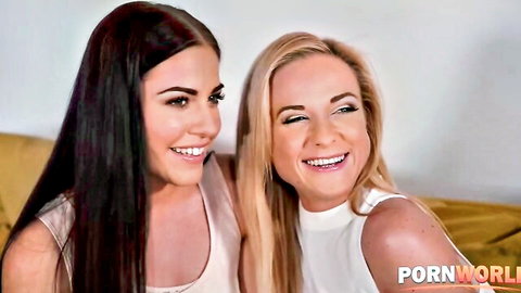 Vinna Reed and Lola Myluv smiling in interracial trailer