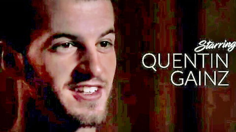 Handsome gay porn star Quentin Gainz smiling closeup in starring promo