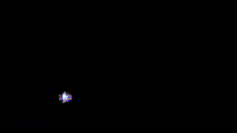 Tiny colorful pixelated sparkle glitch on pitch black background