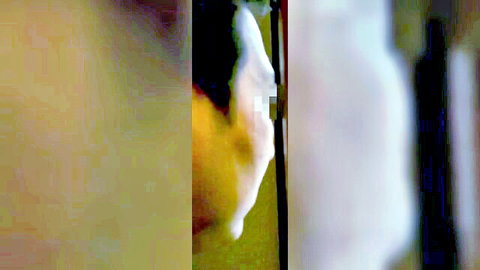 Ai Minano blurry towel scene at door, JAV teaser