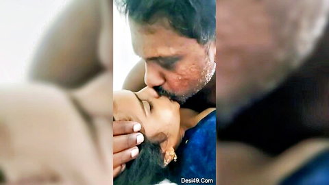 Passionate Mallu Indian couple kissing and embracing intimately