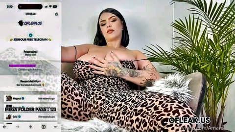 Amaretto Hammer huge MILF tits in leopard print dress
