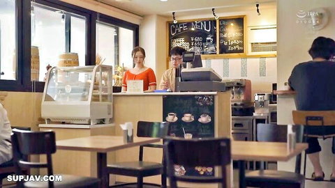 Sayuri Hayama as alluring Japanese cafe waitress in uniform JAV scene