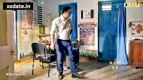 South Asian man in white shirt and pants standing in Indian classroom porn episode