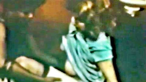 Retro babe with big tits exposes breasts in teal top during steamy lunch encounter