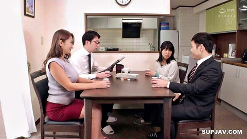 Rena Fukiishi as tempted mother-in-law with son-in-law in JAV kitchen setup