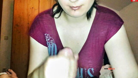CaraliaDeluxe teasing cleavage in tight purple top, solo amateur show