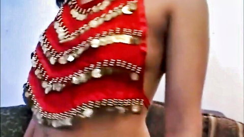 Sexy Indian MILF in sparkling red beaded halter top