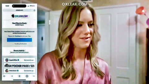 Candice Dare as hot blonde stepmom in silky pink robe, seductive smile