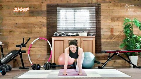 Ayumi married personal trainer in tempting yoga pose with beautiful ass
