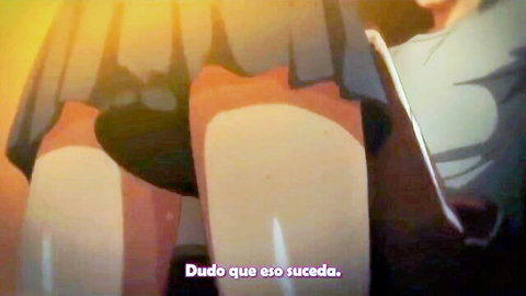 Akane bound in school uniform, hentai thighs closeup with Spanish subs