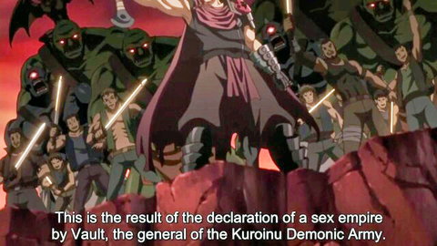 Busty redhead hentai babe gangbanged by demonic orcs in Kuroinu 3