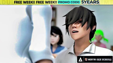 Busty hentai teacher demonstrates sex techniques to horny students in classroom
