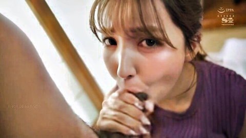 Yua Mikami sucking stepdad's cock in decensored JAV oral scene