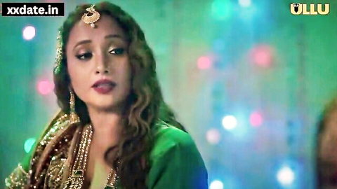Indian bride in green saree and jewelry, honeymoon tease