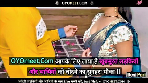 Desi Pari seduces tailor in blue saree with deep cleavage tease