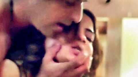 Indian man kissing bhabi's neck in passionate close-up embrace