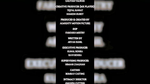 Adult film credits screen from Almighty Motion Pictures with intimacy director Amanda Cutting