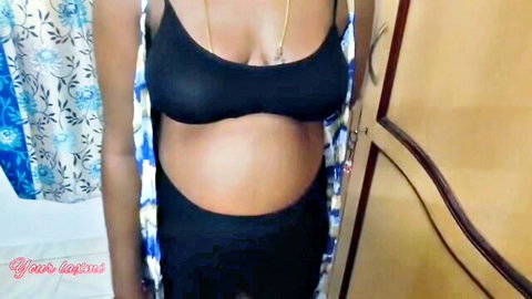 Susie Jhonson pregnant Indian Tamil girl topless with gold necklace, sensual bare breasts