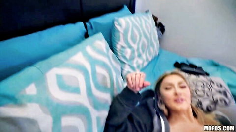 Chloe Temple teases with open leather jacket in VR thief sex scene