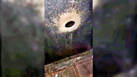 Grimy glory hole in dirty wall dripping cum from recent gloryhole fuck