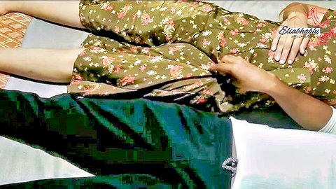 Elia Bhabhi in floral dress enjoys intimate leg spread touch