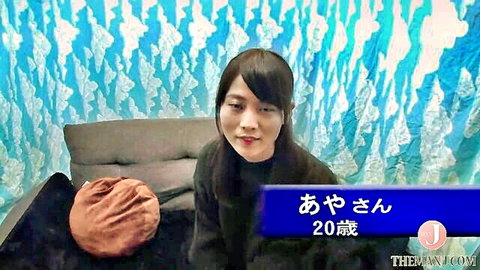Japanese 20yo college girl in black top, smiling for JAV pickup video