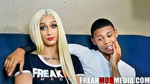 Lexxxi London and Lil D in FreakMob interview, busty blonde with young ebony stud
