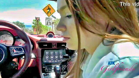 Mazy Myers amateur GFE in car driving lesson POV