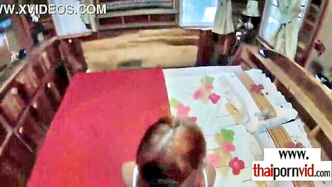 Petite Thai teen Cherry in amateur POV fun on big white cock